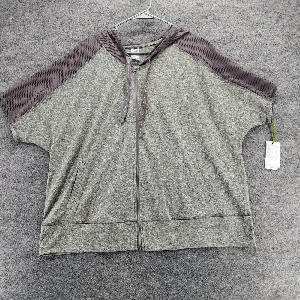 Te Verde Shirt Womens Large Gray Short Sleeve Hooded